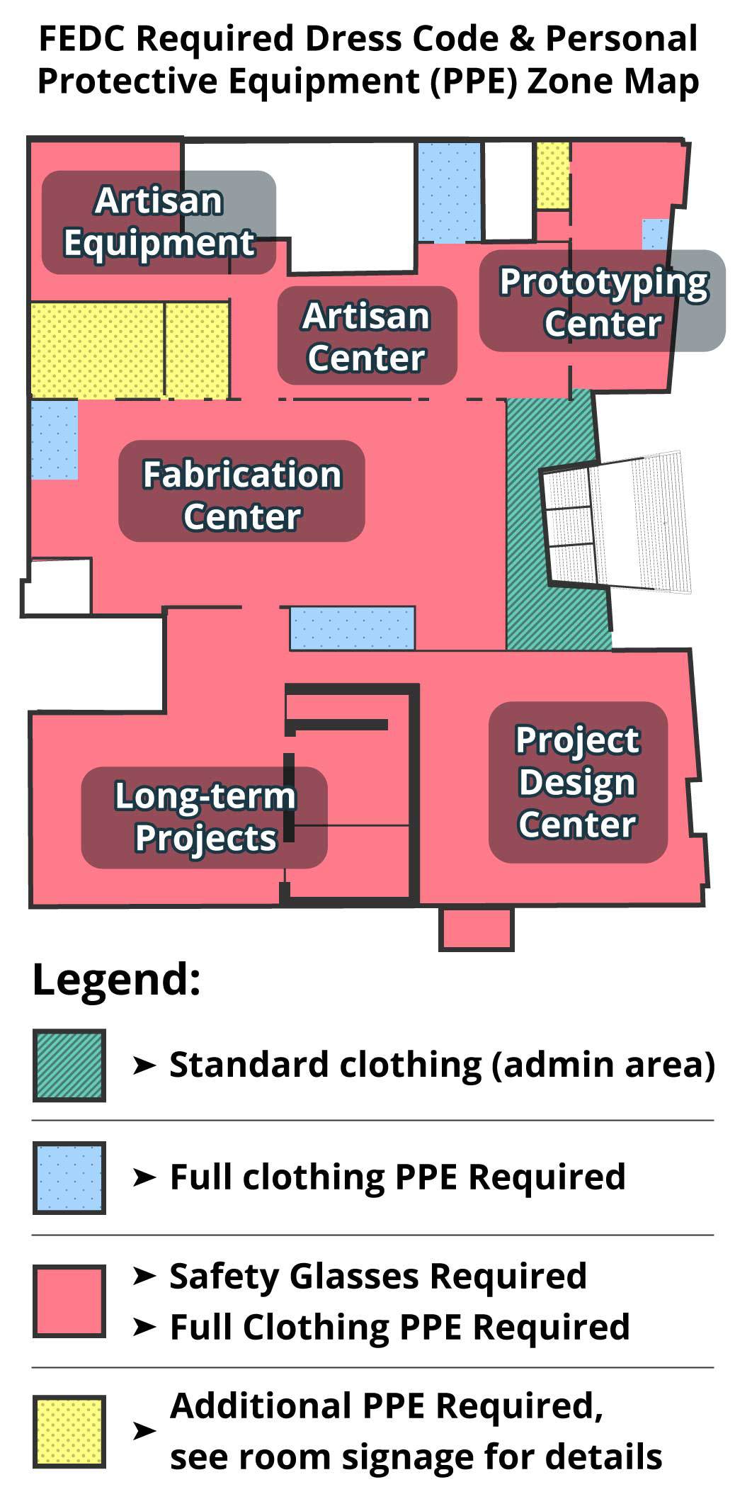 map of area required personal protective equipment