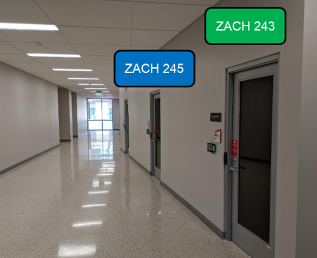 hallway with media rooms pictured